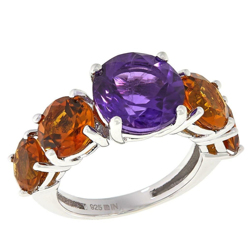 Colleen Lopez Sterling Silver African Amethyst Madeira Citrine Ring 49$